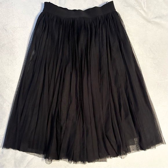 PINKO Black Pleated Tule Tutu Midi Skirt Sz 6 Lined A line Full - Picture 2 of 8